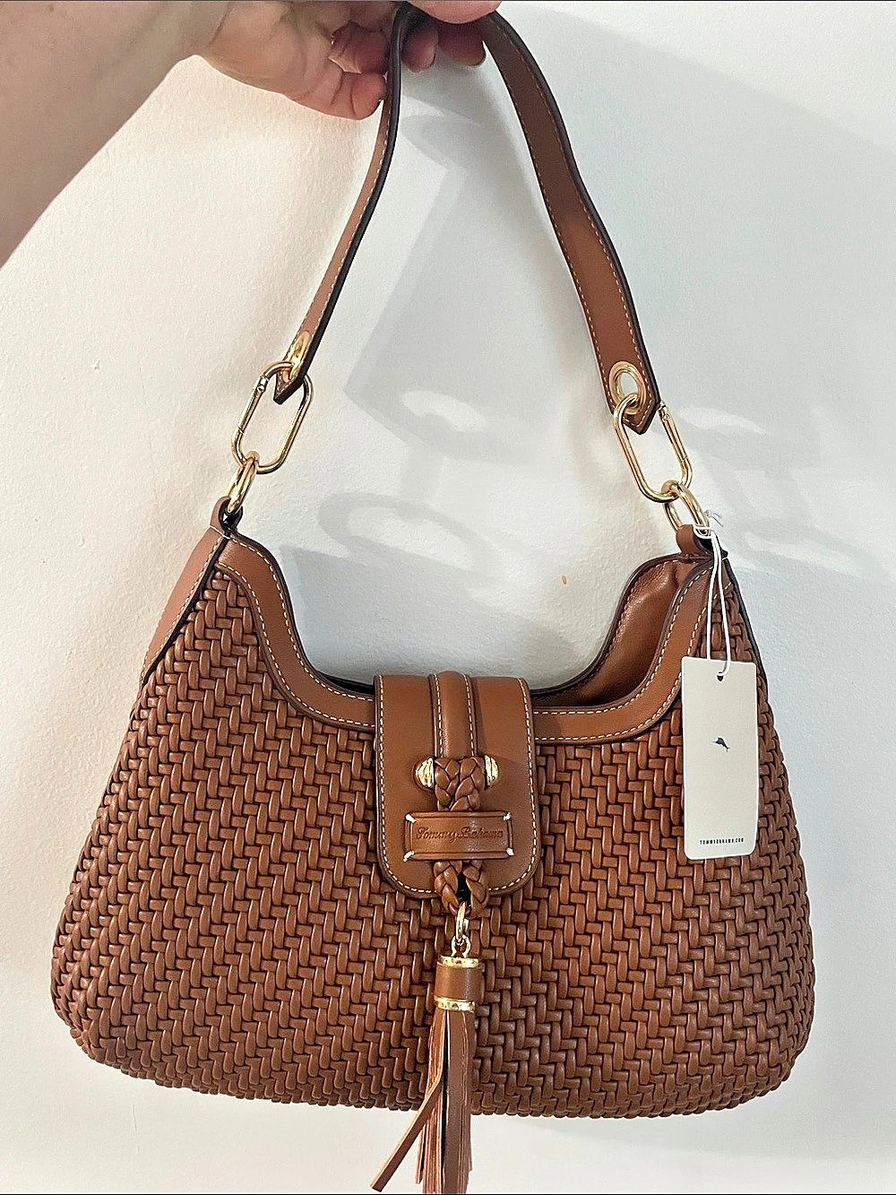 Tommy Bahama Woven Shoulder Bag in Brown NWT